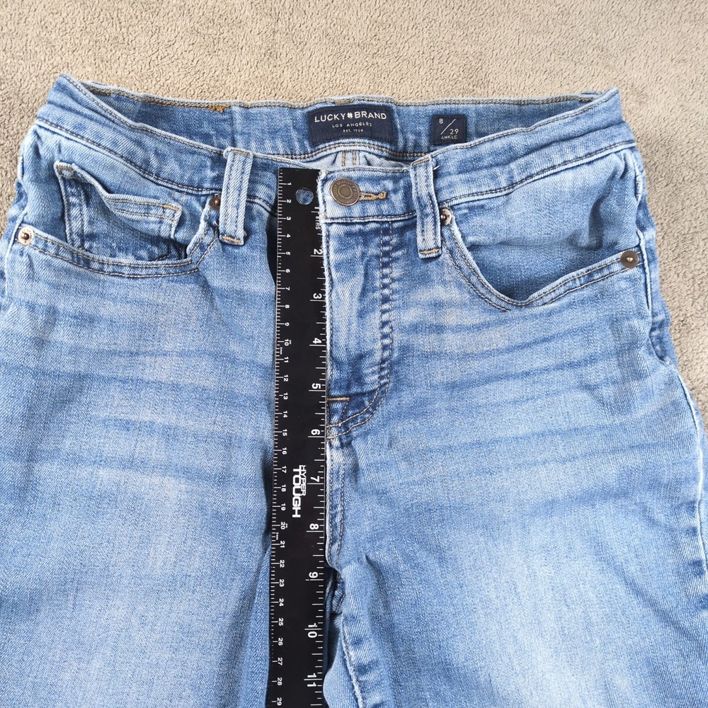 Lucky Brand Ava Skinny Ankle Jeans Womens 8X29 Blue Denim Mid Rise Frayed Hem - Picture 5 of 14